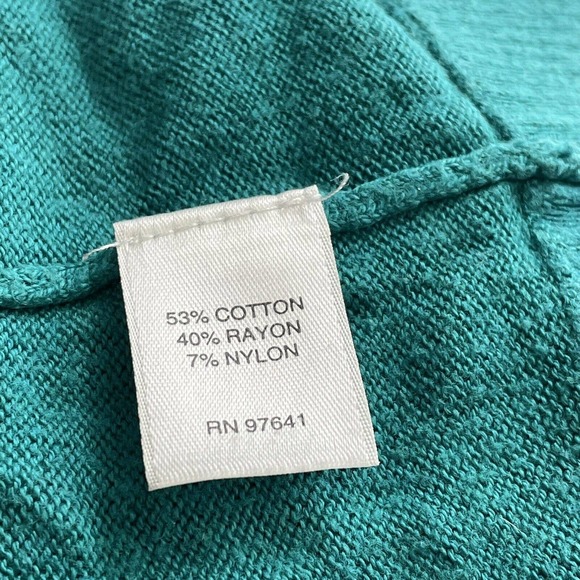 J. Jill Womens Size Medium Turquoise Blue/Green Stretch Long Sleeve Blouse Top - Picture 4 of 12